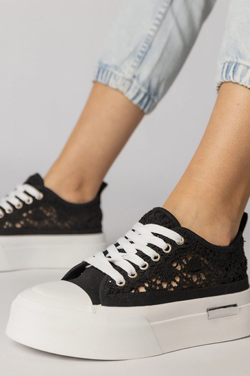 Scarpe sportive nere in pizzo per donna, "Runna"