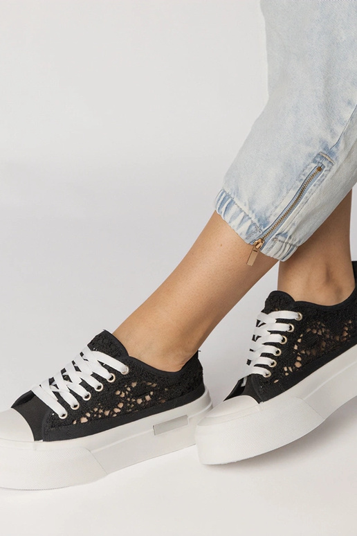 Scarpe sportive nere in pizzo per...