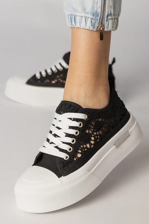 Scarpe sportive nere in pizzo per...