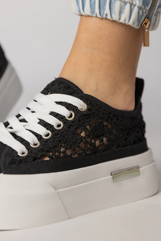 Scarpe sportive nere in pizzo per...