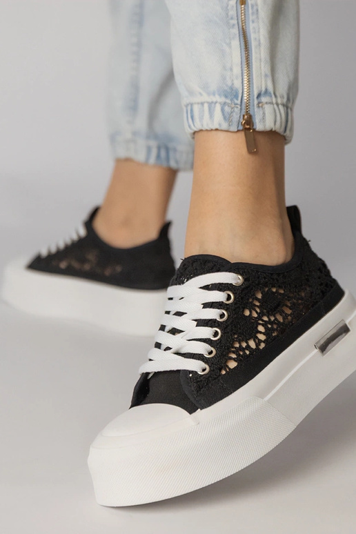 Scarpe sportive nere in pizzo per...