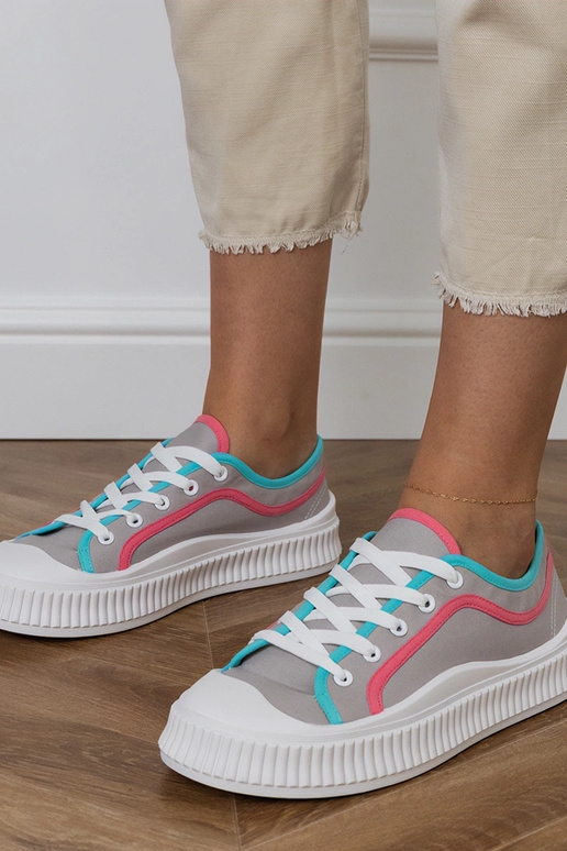 Scarpe grigie con plateau per donna,...