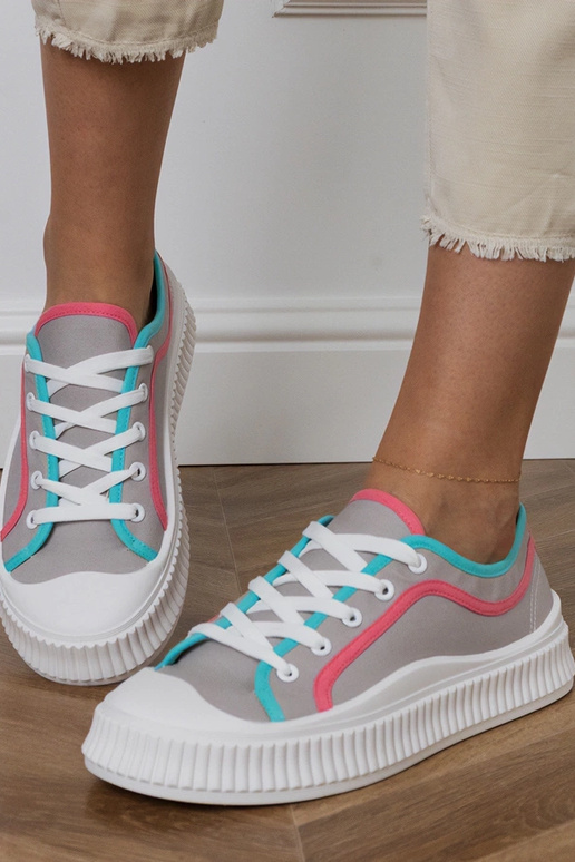 Scarpe grigie con plateau per donna,...