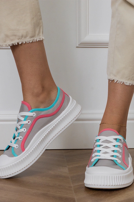 Scarpe grigie con plateau per donna,...