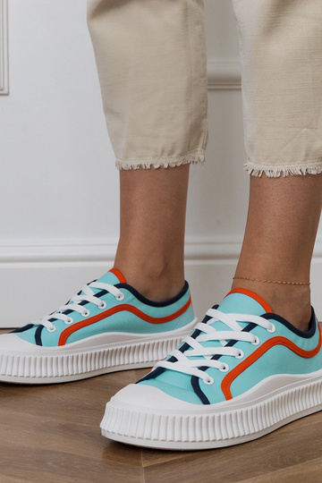 Scarpe blu con plateau per donna, "Salis"