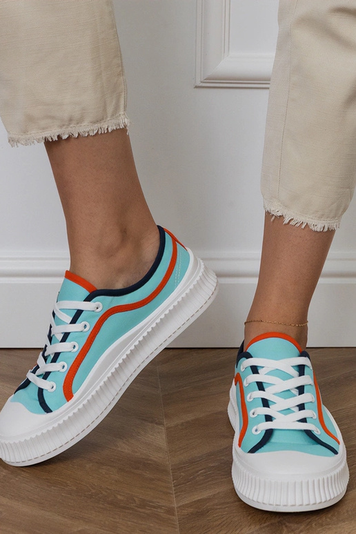 Scarpe blu con plateau per donna,...