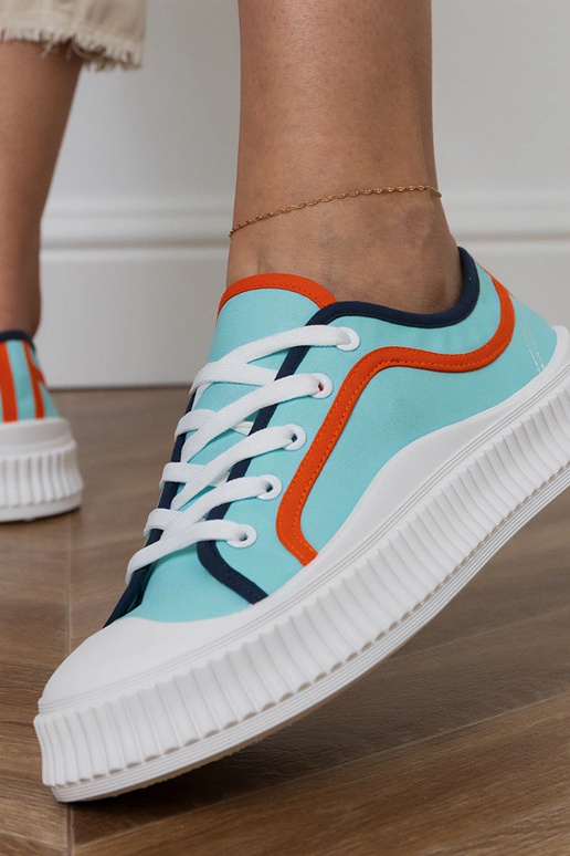 Scarpe blu con plateau per donna,...