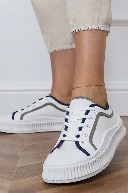 Scarpe bianche con plateau per donna,...