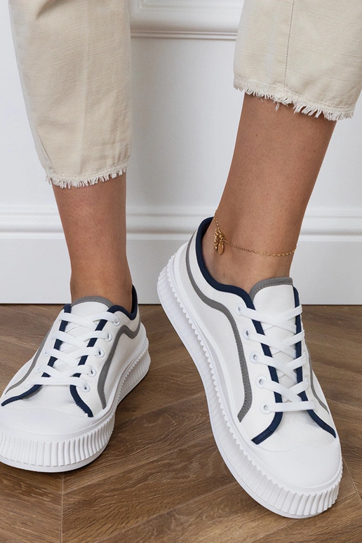 Scarpe bianche con plateau per donna,...