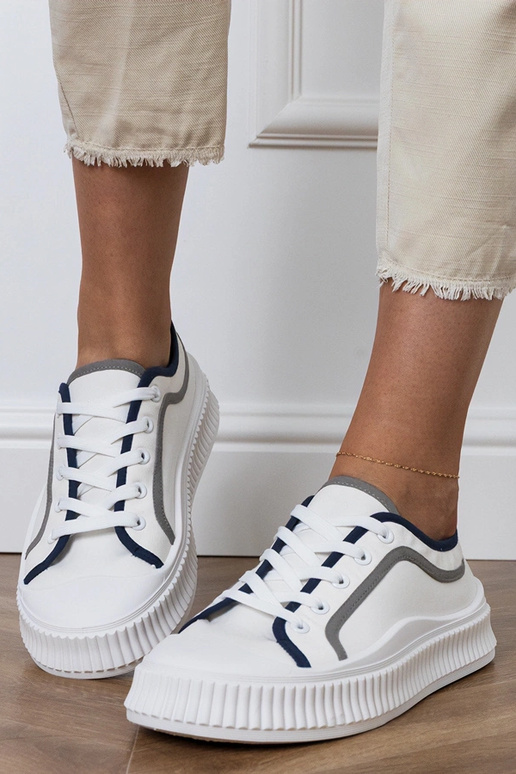 Scarpe bianche con plateau per donna,...