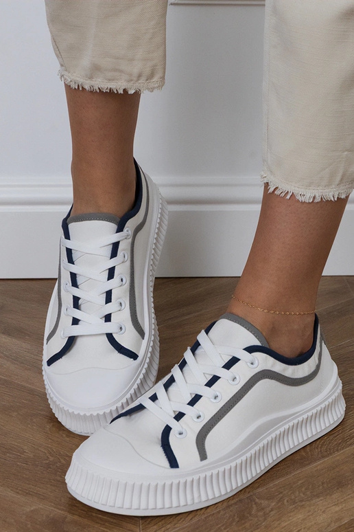 Scarpe bianche con plateau per donna,...