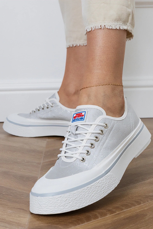 Scarpe grigie con plateau per donna,...