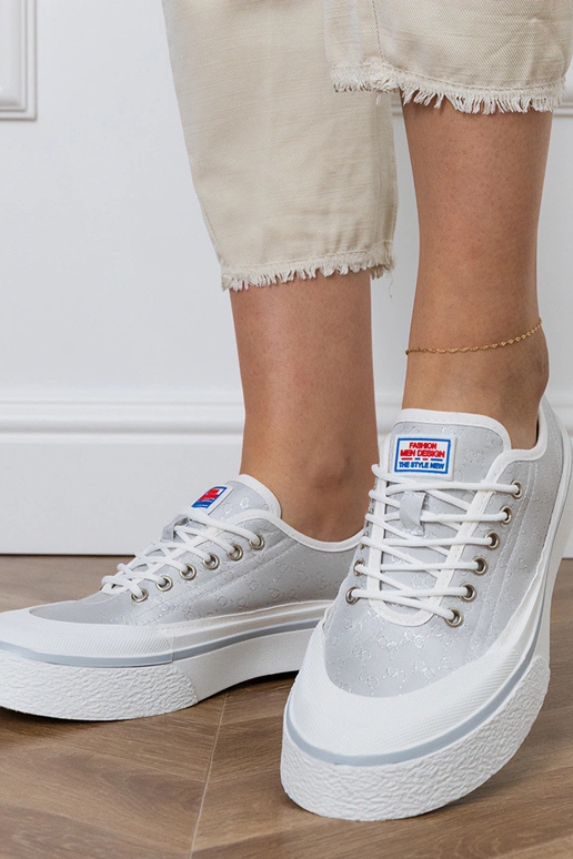 Scarpe grigie con plateau per donna,...