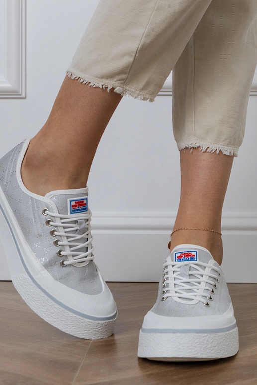 Scarpe grigie con plateau per donna,...