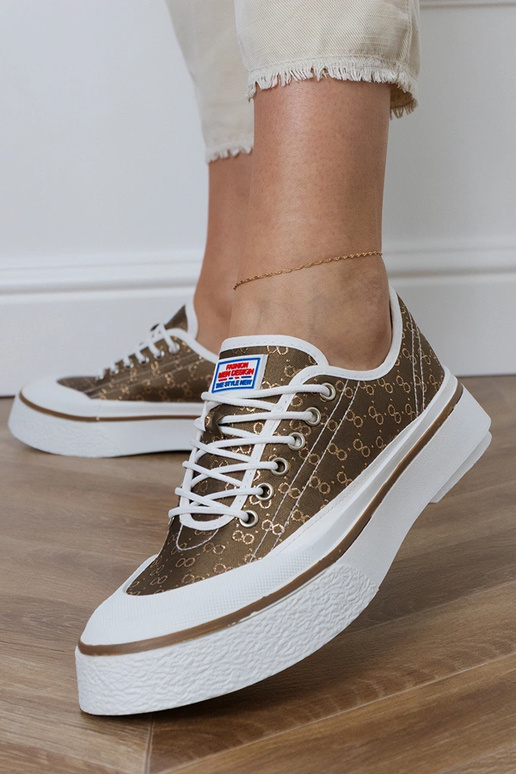 Scarpe marroni con plateau per donna,...