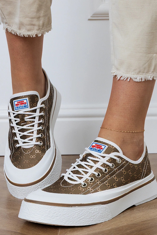 Scarpe marroni con plateau per donna,...