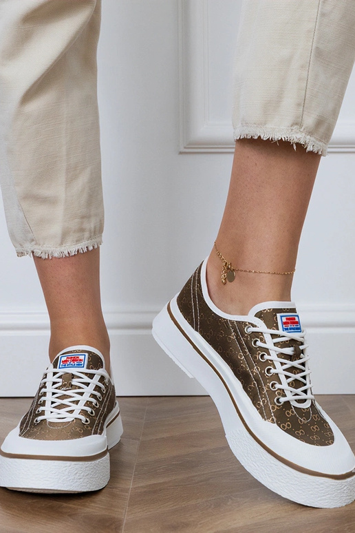 Scarpe marroni con plateau per donna,...