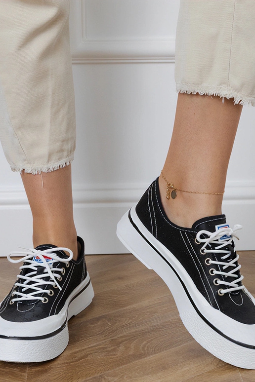 Scarpe nere con plateau per donna,...