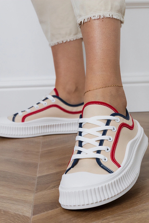 Scarpe color sabbia con plateau per...