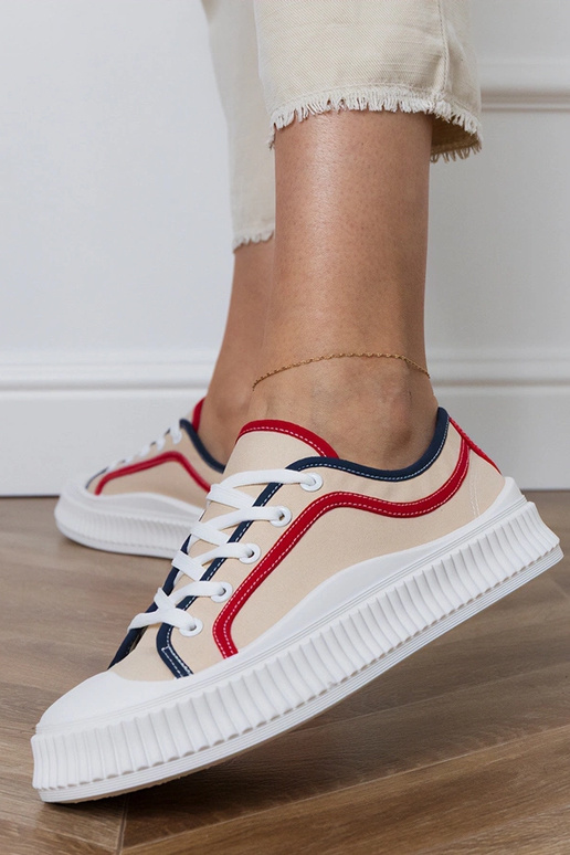 Scarpe color sabbia con plateau per...