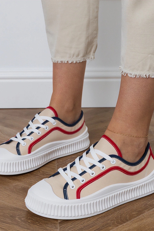 Scarpe color sabbia con plateau per...