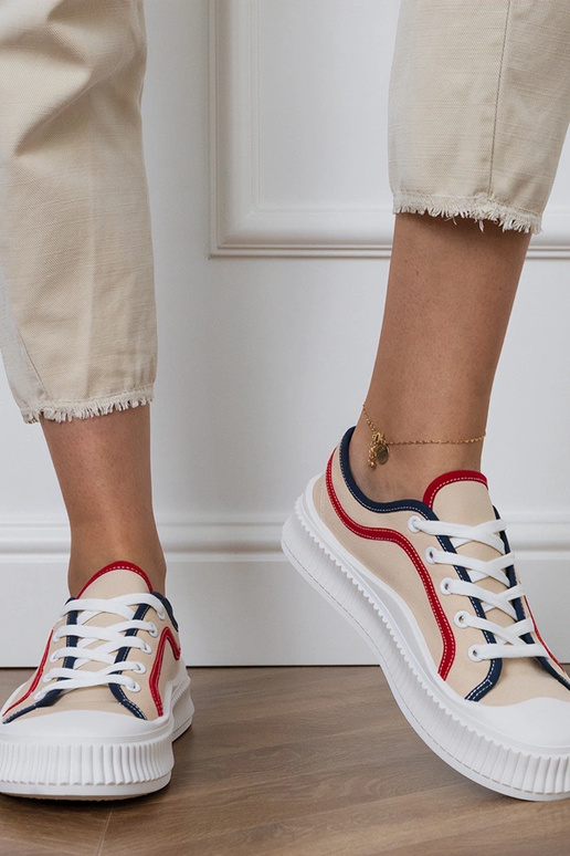 Scarpe color sabbia con plateau per...