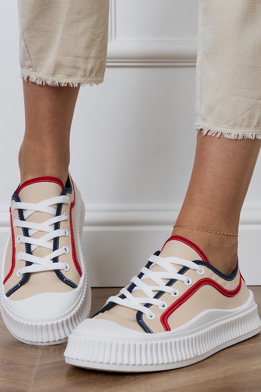 Scarpe color sabbia con plateau per...