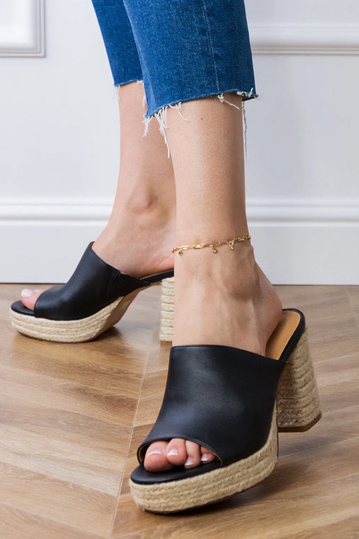 Espadrillas nere con tacco Grande