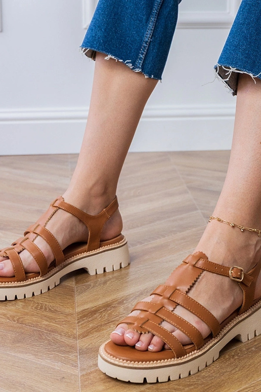 Sandali gladiatori marroni con...