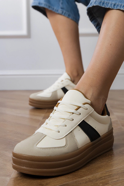 Scarpe sportive da donna beige con...