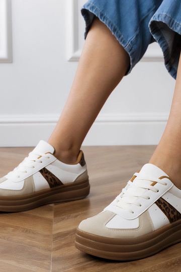 Scarpe sportive con motivo pantera per donna con plateau, "Serila"