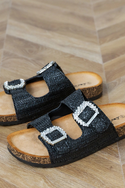 Pantofole nere di sughero con zirconi...