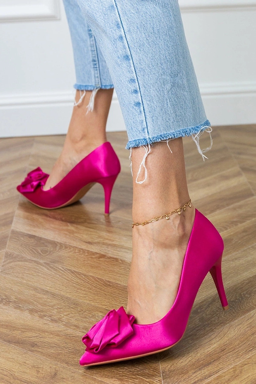 Sandali rosa in seta con fiore Klerita