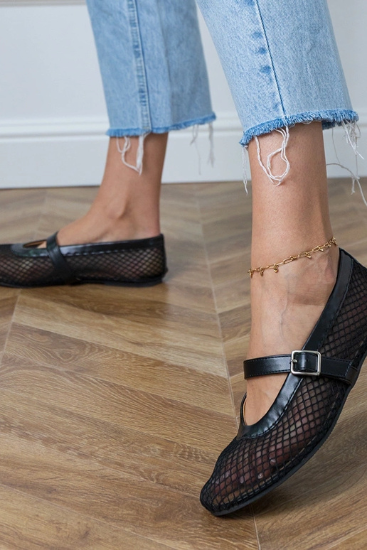 Ballerine a rete color nero con...
