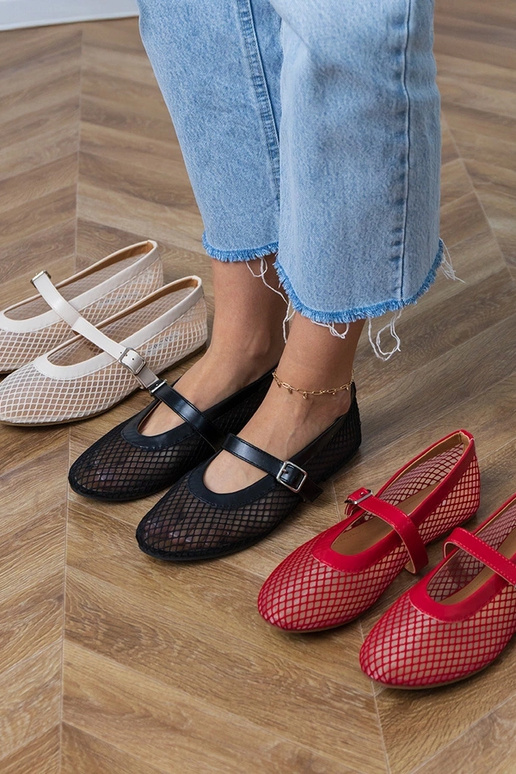 Ballerine a rete color nero con...