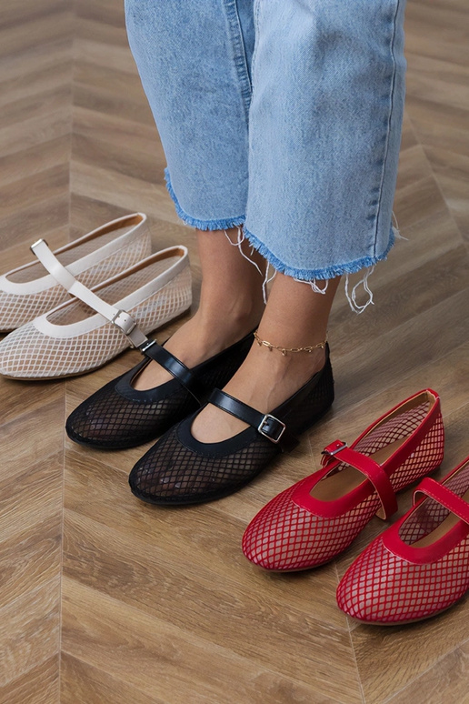 Ballerine a rete color rosso con...