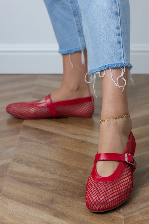 Ballerine a rete color rosso con...
