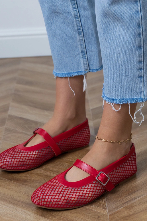 Ballerine a rete color rosso con...