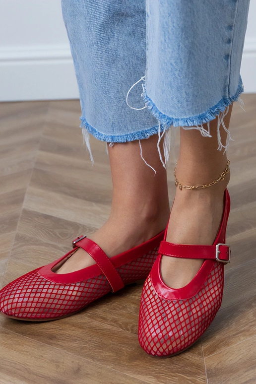 Ballerine a rete color rosso con...