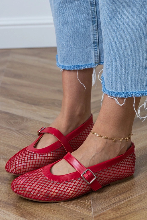 Ballerine a rete color rosso con...