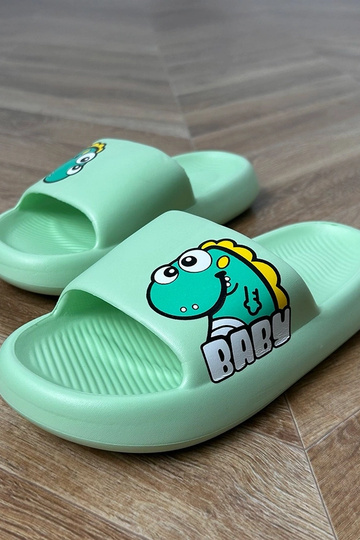 Ciabatte verdi per bambini con stampe Milos
