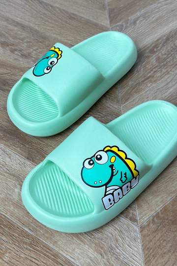 Ciabatte verdi per bambini con stampe Milos 2