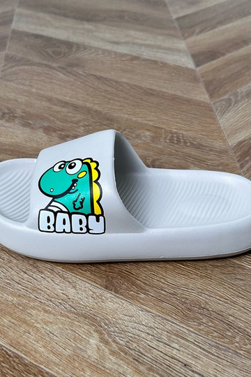 Ciabatte grigie per bambini con stampe Milos 2