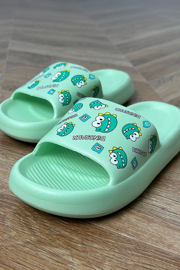 Ciabatte verdi per bambini con stampe Dinos