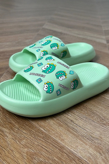 Ciabatte verdi per bambini con stampe Dinos 2