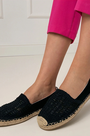 Espadrillas nere traforate con piattaforma Plevis 2