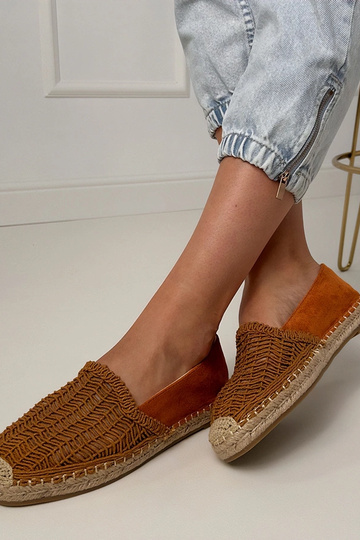Espadrillas marroni traforate con piattaforma Plevis 2