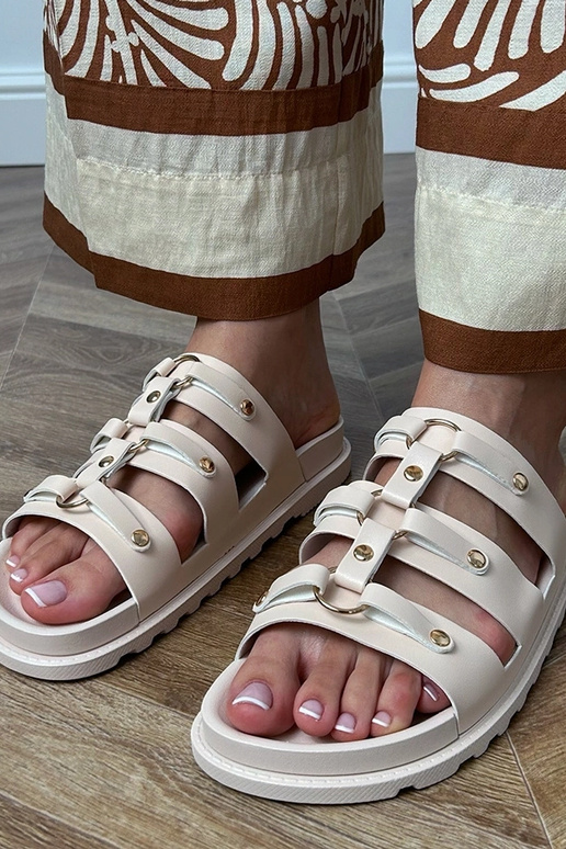 Ciabatte romane color sabbia con...