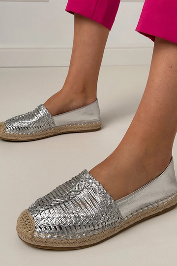 Espadrillas argentate a giorno su plateau Zelvira