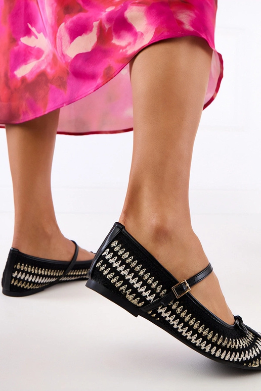 Ballerine nere in tessuto con fibbie...